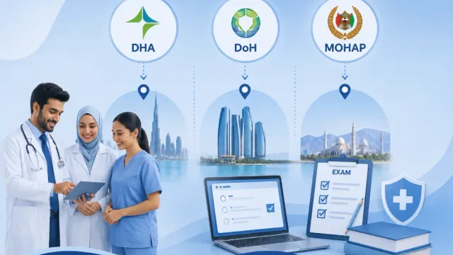 ما الفرق بين امتحانات DHA وDoH وMOHAP؟